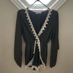 Romper olive green lace